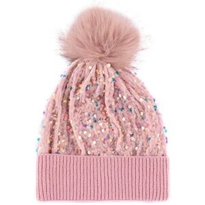 Shiraleah Pink Sequin Beanie NWT